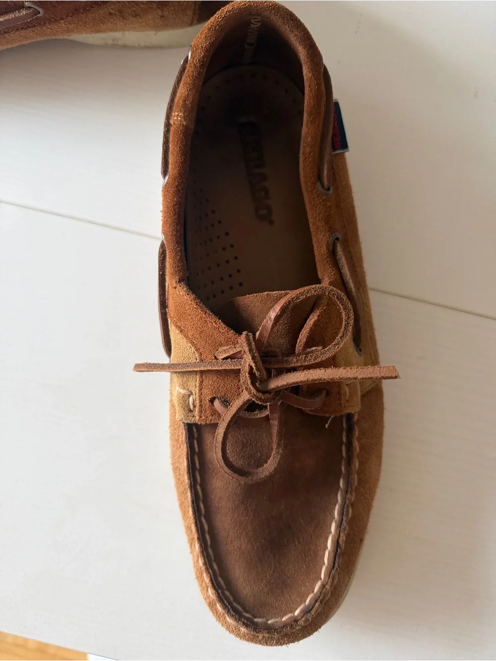 Sebago Tan Leather Deck Suede Loafers